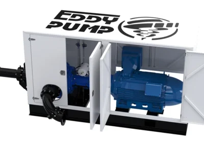 High-capacity booster pump capable of handling solids up to 11 inches for dredging.