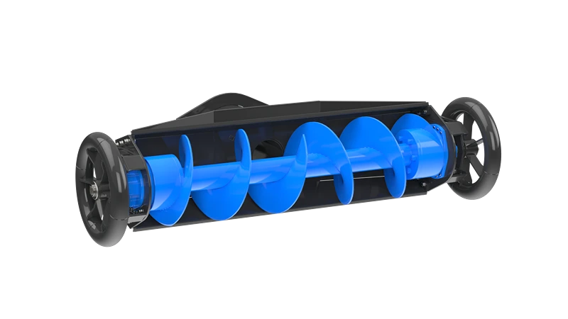 Auger Dredge – Helical Screw Attachment for Efficient Sediment Removal Auger dredge attachment with rotating helical screw feeding material to pump intake
