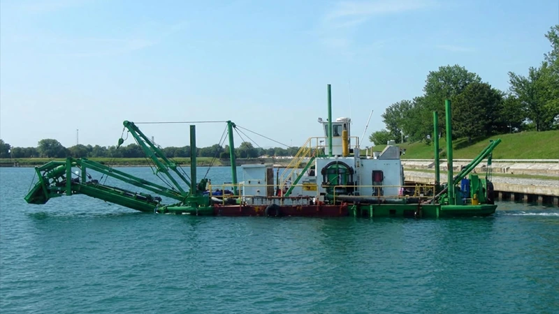 Hydraulic cutter suction dredger excavating sediment