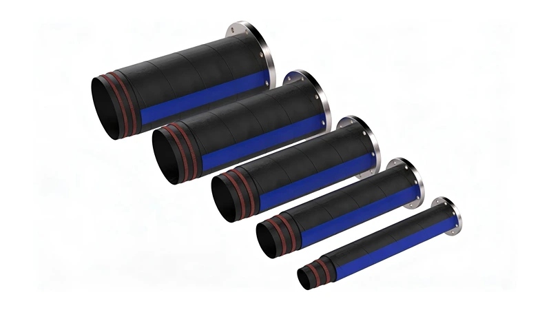 EDDY Pump heavy-duty discharge slurry hose transferring high-density abrasive sand and gravel.