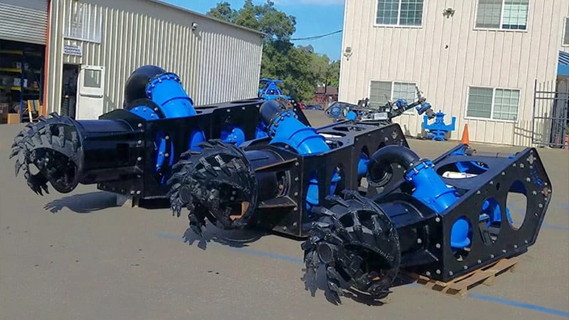 EDDY Pump excavator dredge pump attachment with patented non-clog technology