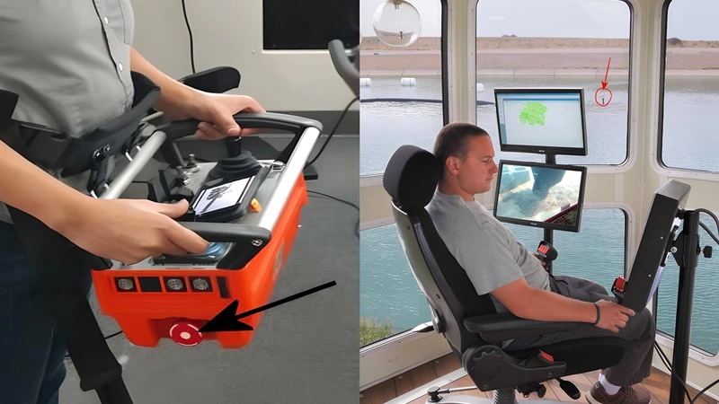 Hydraulic systems and operator controls on environmental dredge with 40 HP power unit