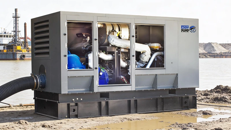 Environmental dredge power system with 350 kW generator, 8‑inch discharge, and optional boosters