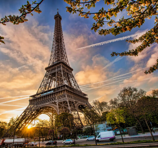 The Eiffel Tower graces Paris, standing tall as a symbol of architectural splendor
